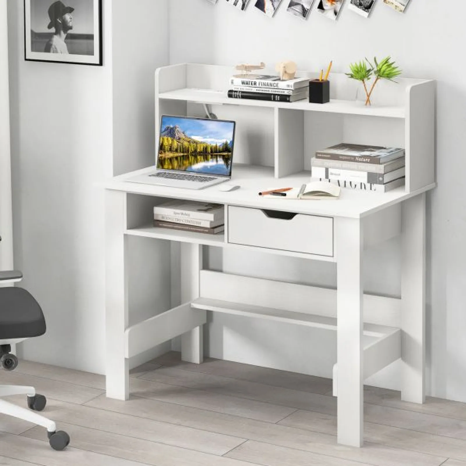 Little Helper Table & Chairs (wooden) | Solid Heavy Duty Homework Desk | Storage Shelf | Hutch & Storage | Older Children & Adults | White