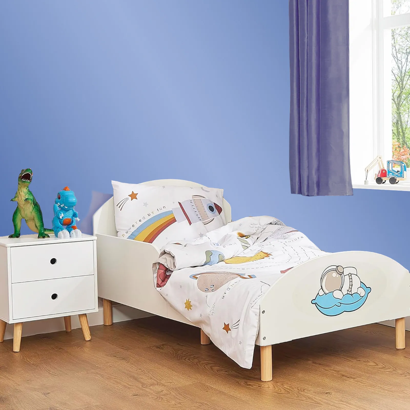 Little Helper Toddler Beds & Childrens Single Beds | Spaceman Children's Bed with Side Protectors | Toddler Bed | 18m - 5 Years