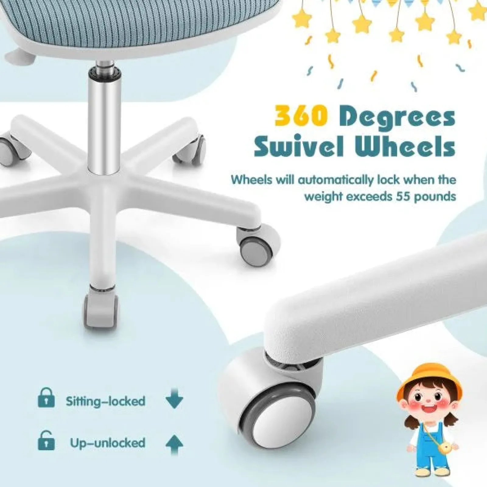 Little Helper Chairs & Stools | Spine Supporting & Breathable Height Adjustable Ergonomic Childrens Desk Chair | Childrens Office Chair | 6-15 Years
