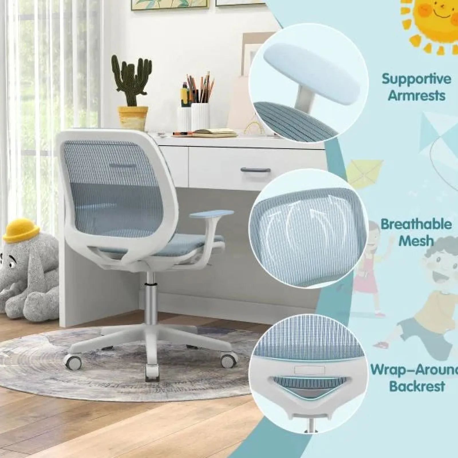 Little Helper Chairs & Stools | Spine Supporting & Breathable Height Adjustable Ergonomic Childrens Desk Chair | Childrens Office Chair | 6-15 Years