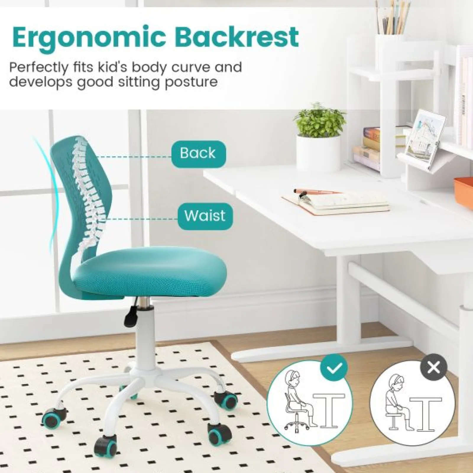 Little Helper Chairs & Stools | Spine Supporting Height Adjustable Ergonomic Childrens Desk Chair | Childrens Office Chair | 3-10 Ages