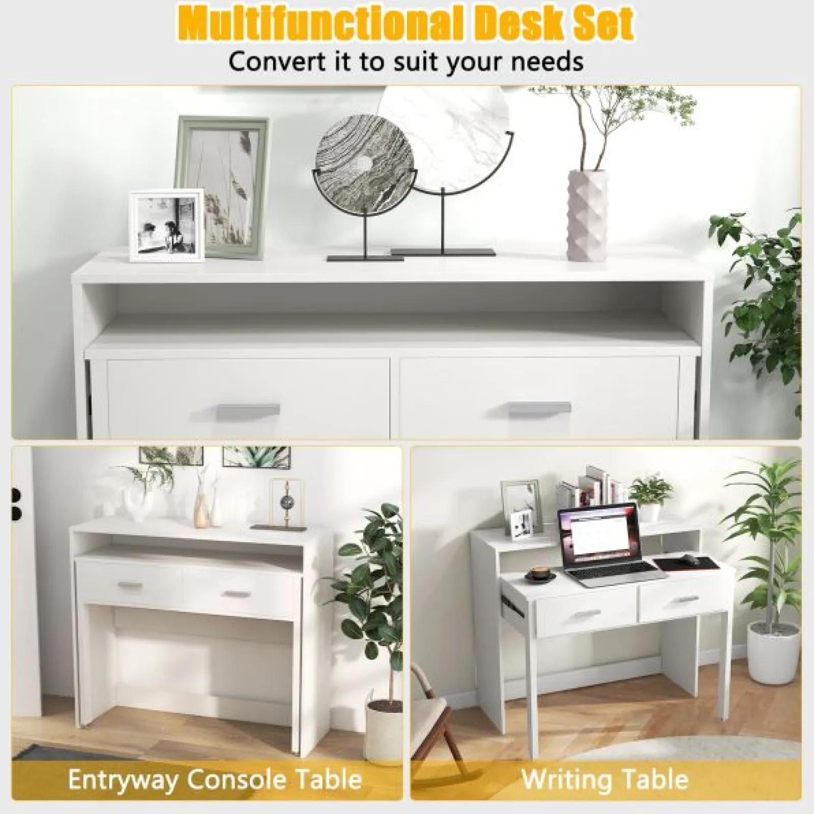 Little Helper Table & Chairs (wooden) | Spine Supporting Space Saving Extending Homework Desk | 2 Tier | Storage | Older Children & Adults | White