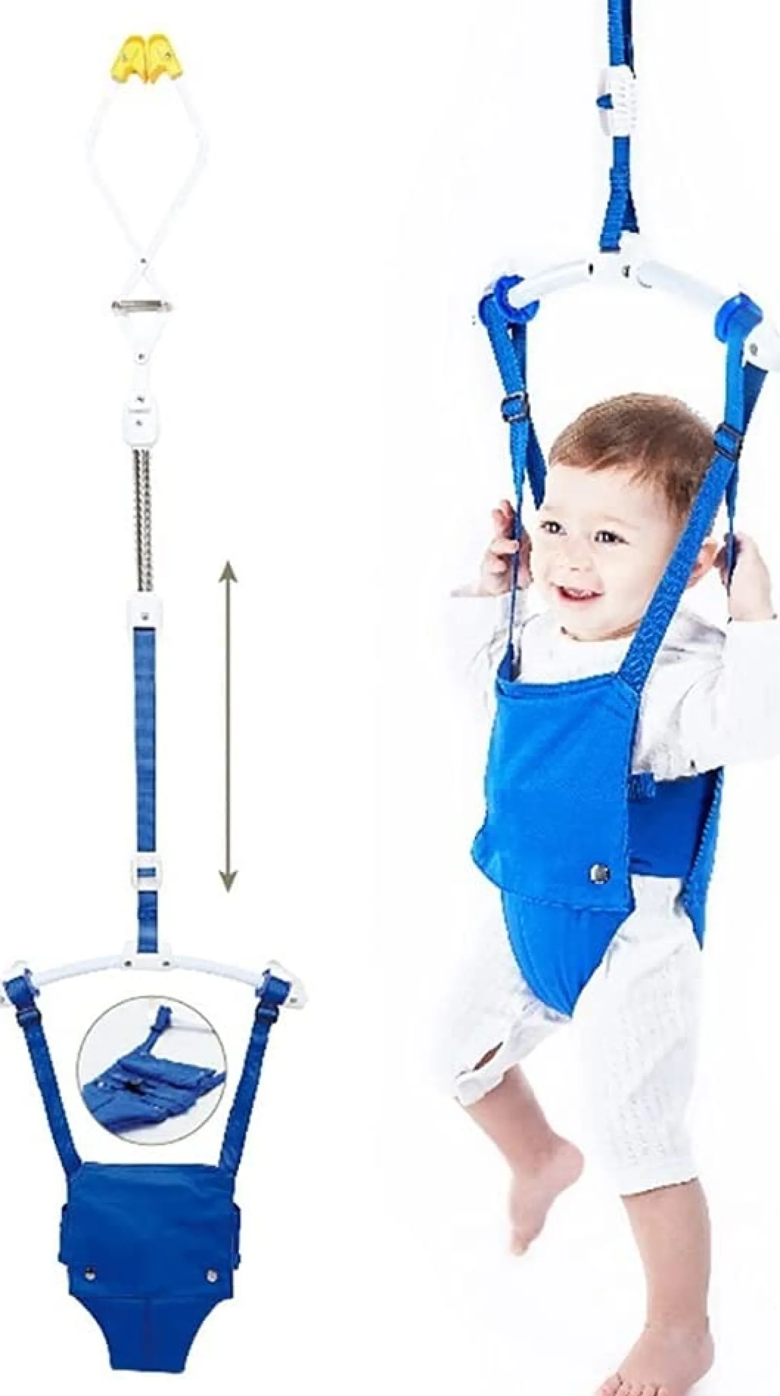Little Helper Baby Doorway Bouncers | Baby Bouncers & Rockers | Spine-Supporting Secure Baby Door Bouncer Swing Seat | Blue or Pink | 6-12 months