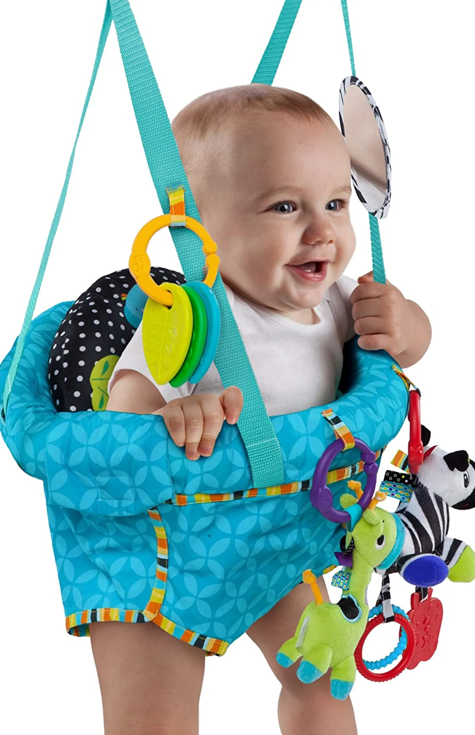 Little Helper Baby Doorway Bouncers | Baby Bouncers & Rockers | Spine-Supporting Secure Baby Door Bouncer Swing Seat with Detachable Toys | Multi coloured | 6-12 months