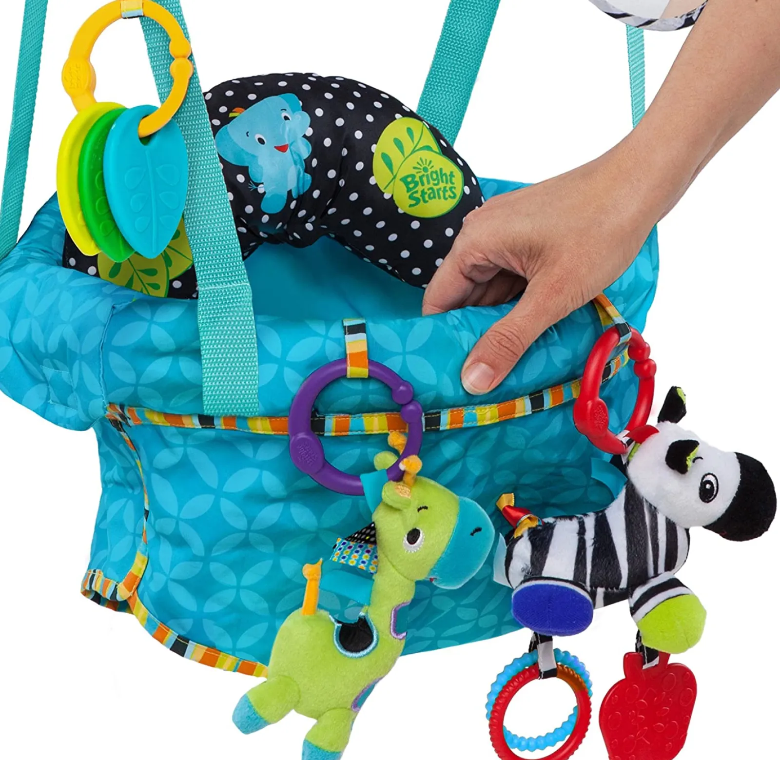 Little Helper Baby Doorway Bouncers | Baby Bouncers & Rockers | Spine-Supporting Secure Baby Door Bouncer Swing Seat with Detachable Toys | Multi coloured | 6-12 months