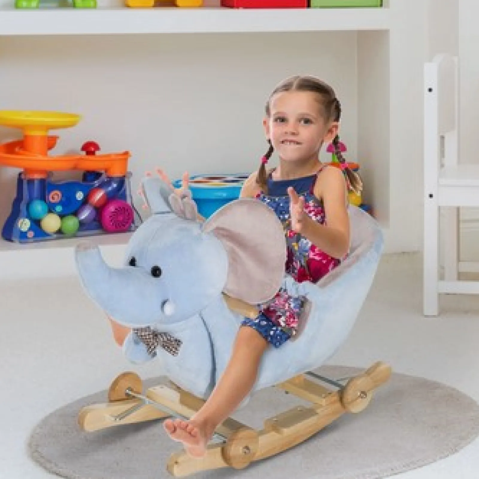 Little Helper Rocking Horses | Super Soft and Gentle Musical Rocking Horse Elephant with Wheels | 18m+