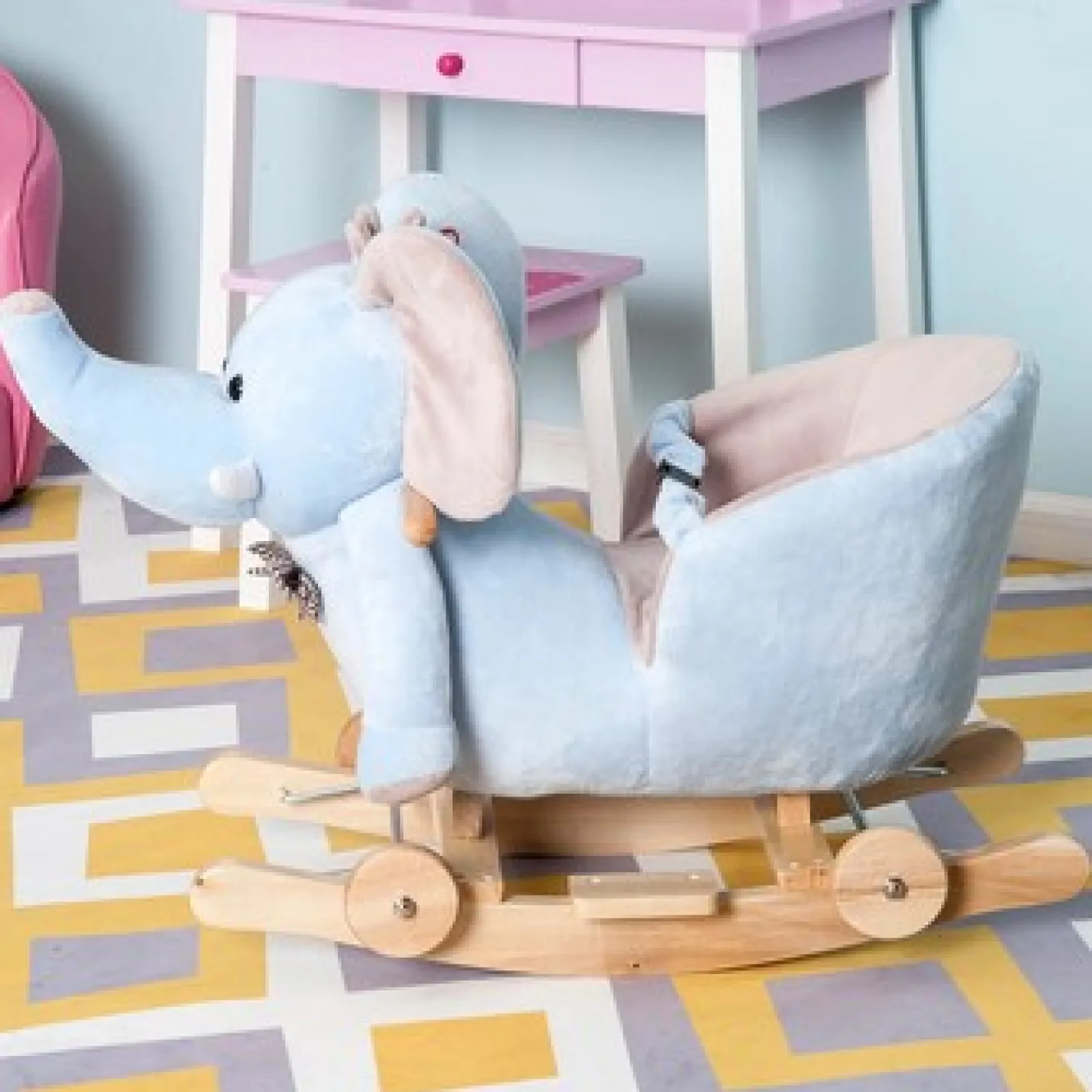 Little Helper Rocking Horses | Super Soft and Gentle Musical Rocking Horse Elephant with Wheels | 18m+