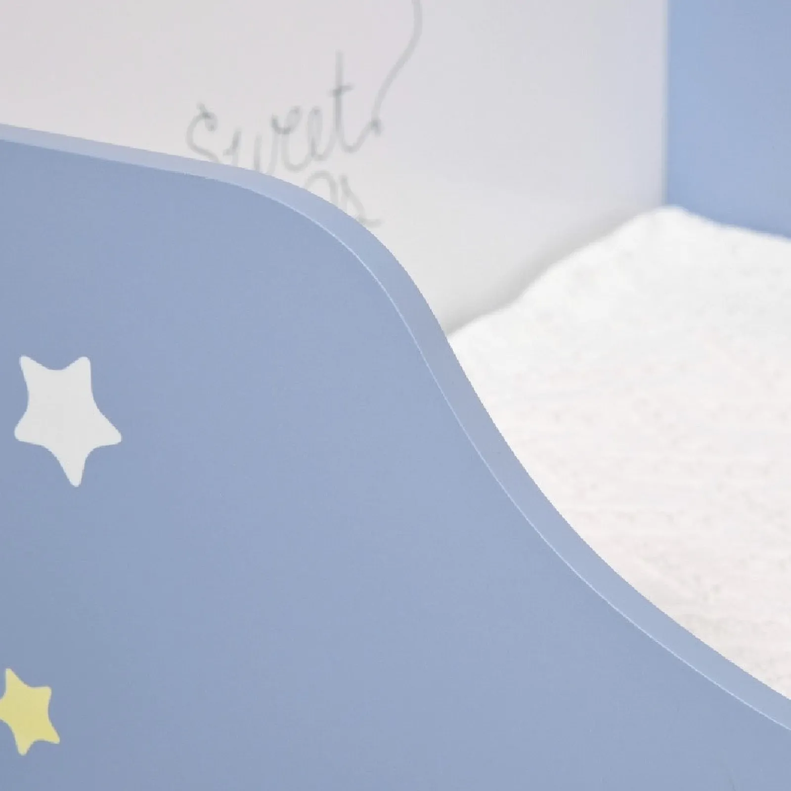 Little Helper Toddler Beds & Childrens Single Beds | Superstar “Sweet Hugs” Kids Single Bed with Side Rails | Blue & White | 1.43m Long x 73cm Wide | 3-6 Years