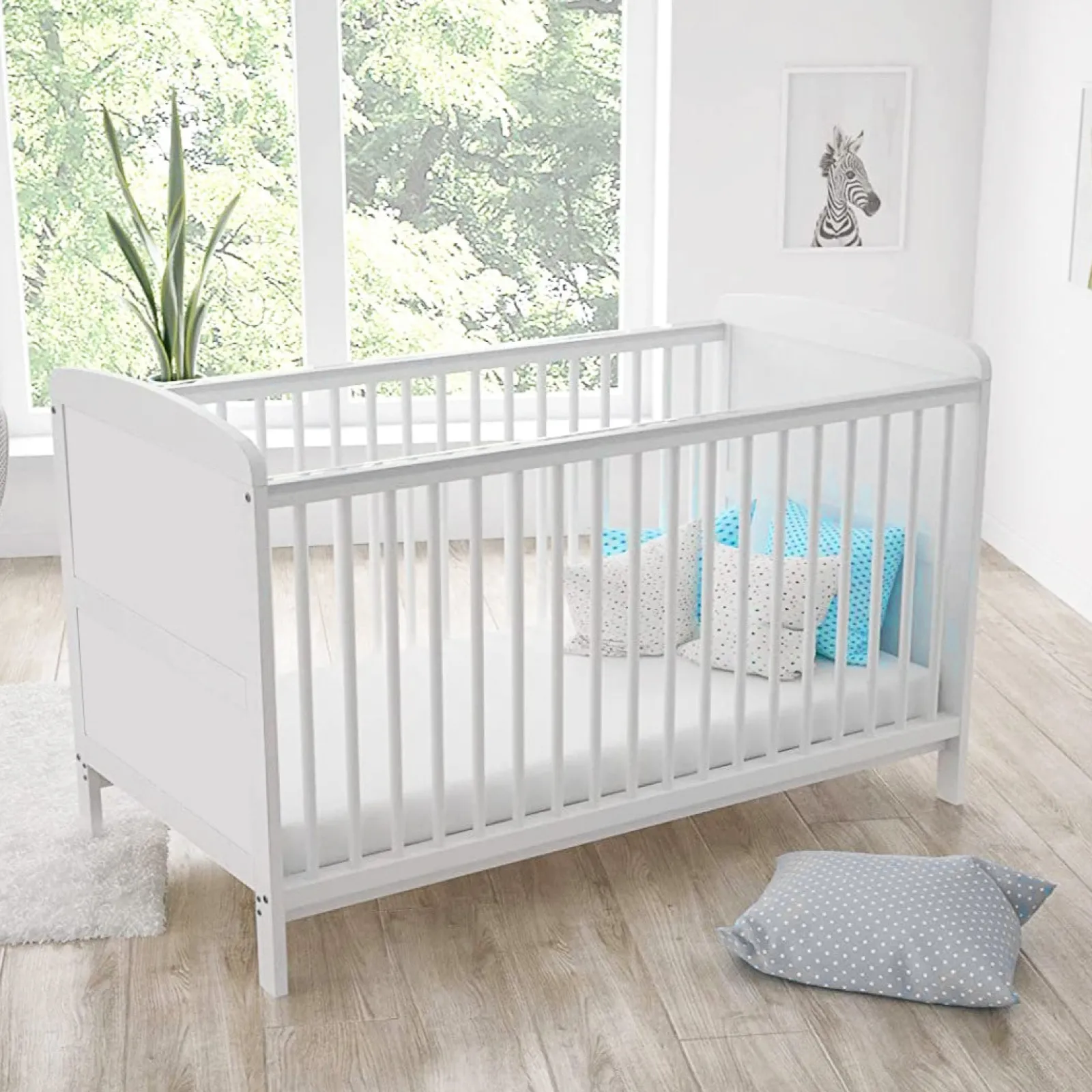 Little Helper Cot Beds | Cot Beds | Sweet Dreams Adjustable Eco-Wooden Cot Bed | Wooden Toddler Bed | White | 6m - 6 Years