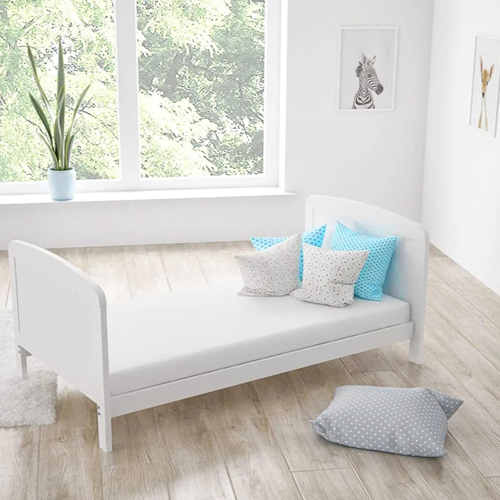 Little Helper Cot Beds | Cot Beds | Sweet Dreams Adjustable Eco-Wooden Cot Bed | Wooden Toddler Bed | White | 6m - 6 Years