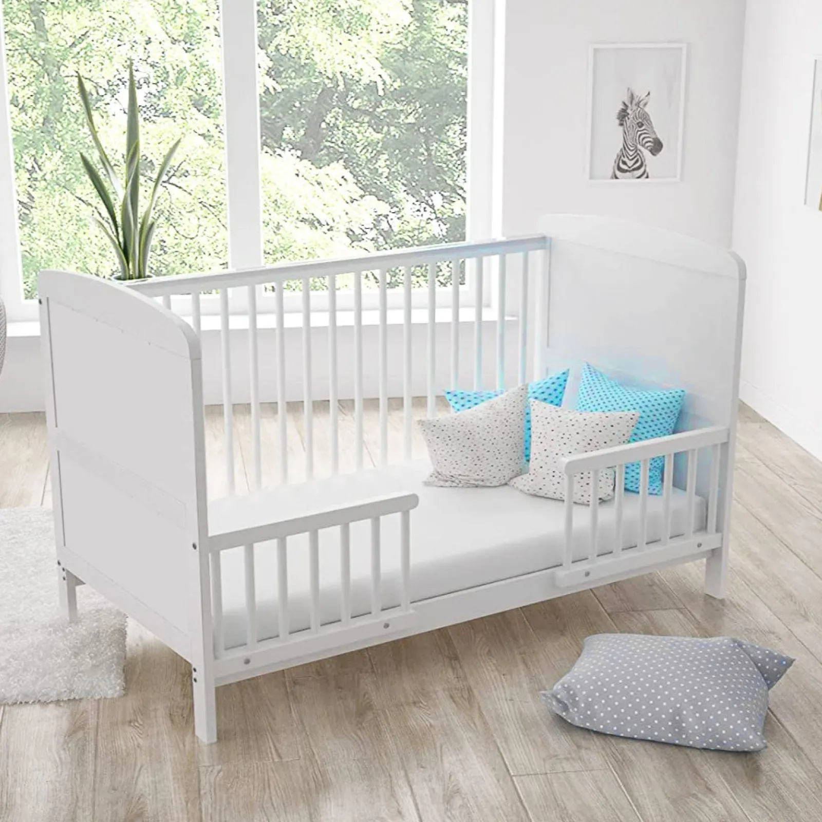 Little Helper Cot Beds | Cot Beds | Sweet Dreams Adjustable Eco-Wooden Cot Bed | Wooden Toddler Bed | White | 6m - 6 Years