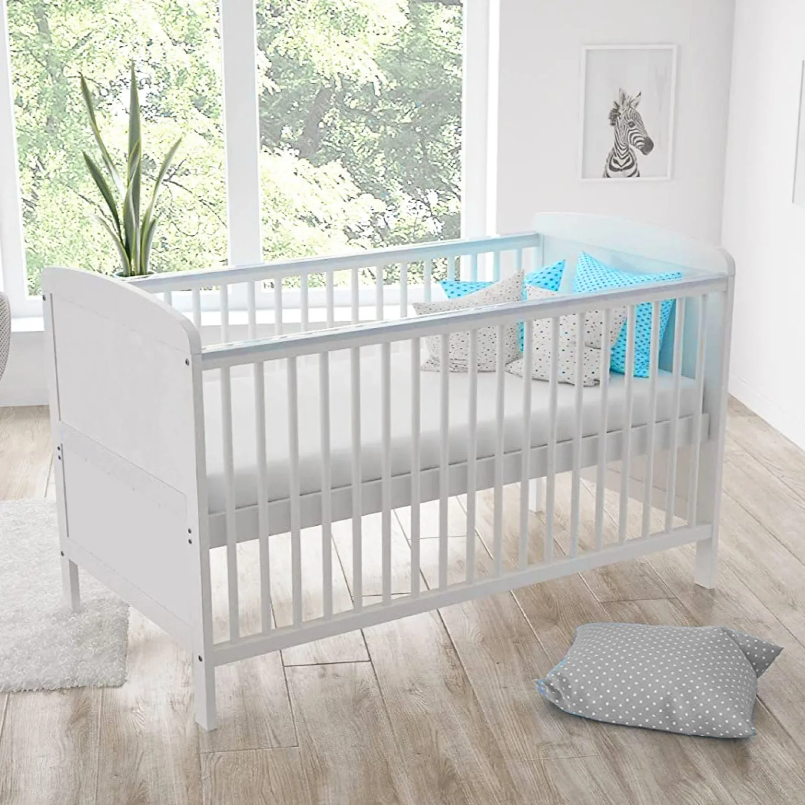 Little Helper Cot Beds | Cot Beds | Sweet Dreams Adjustable Eco-Wooden Cot Bed | Wooden Toddler Bed | White | 6m - 6 Years