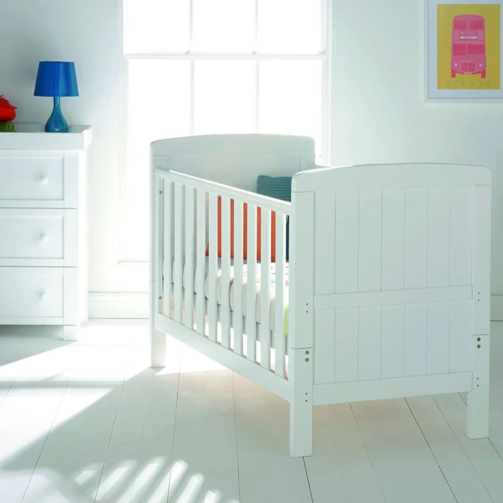 Little Helper Toddler Beds & Childrens Single Beds | Cot Beds | Sweet Lullaby Premium Classic Cot Bed | Wooden Toddler Bed | Snowdrop White