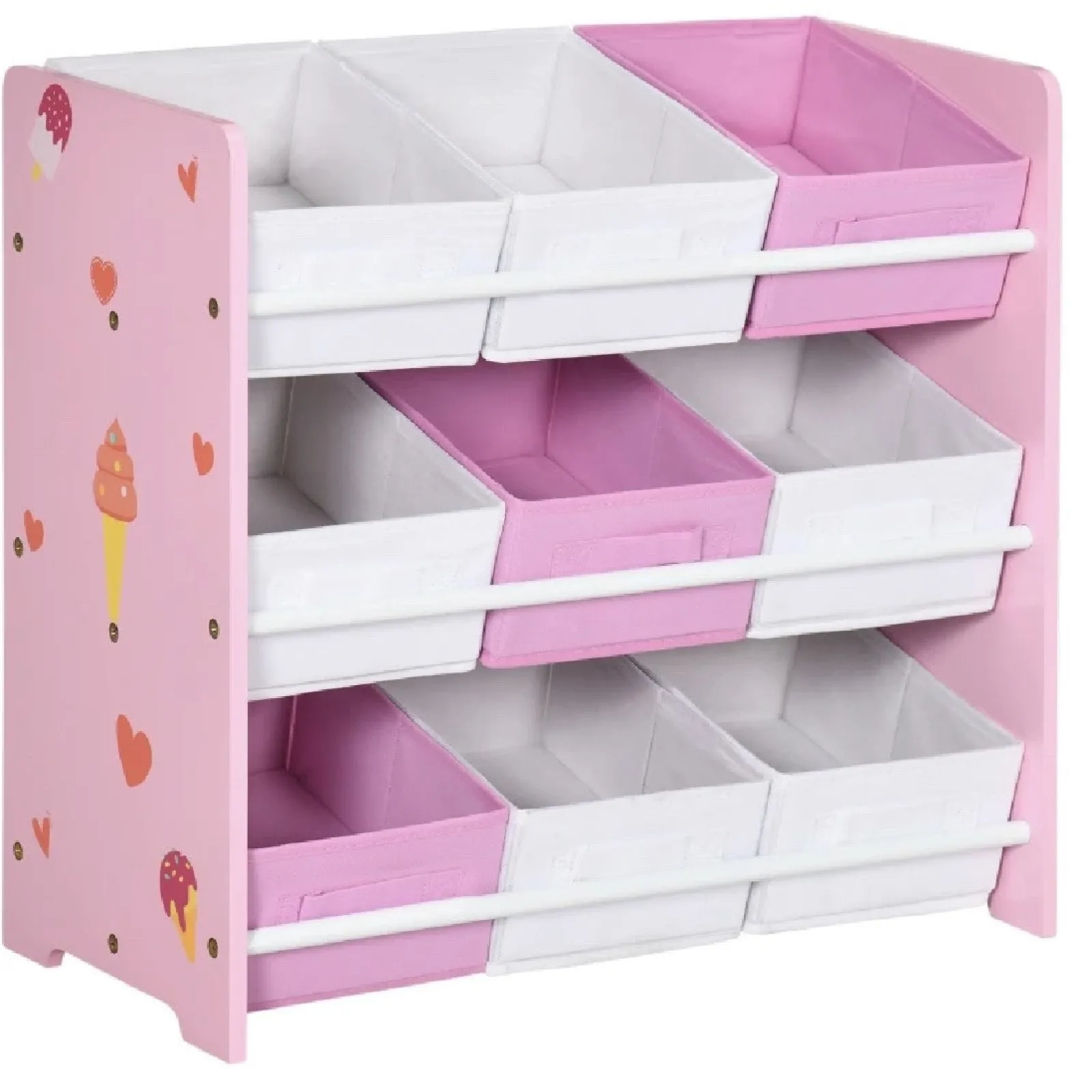 Little Helper Toy Storage Units | Toy Storage Units | Sweetheart Storage Unit with 9 Removable Storage Baskets | Toy Box Organiser with Shelf | Pink | 3 Years+