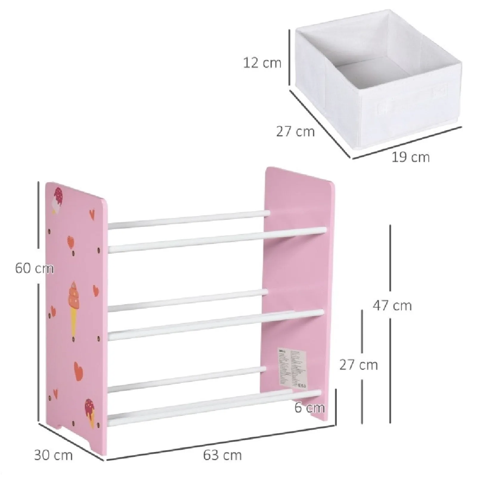Little Helper Toy Storage Units | Toy Storage Units | Sweetheart Storage Unit with 9 Removable Storage Baskets | Toy Box Organiser with Shelf | Pink | 3 Years+