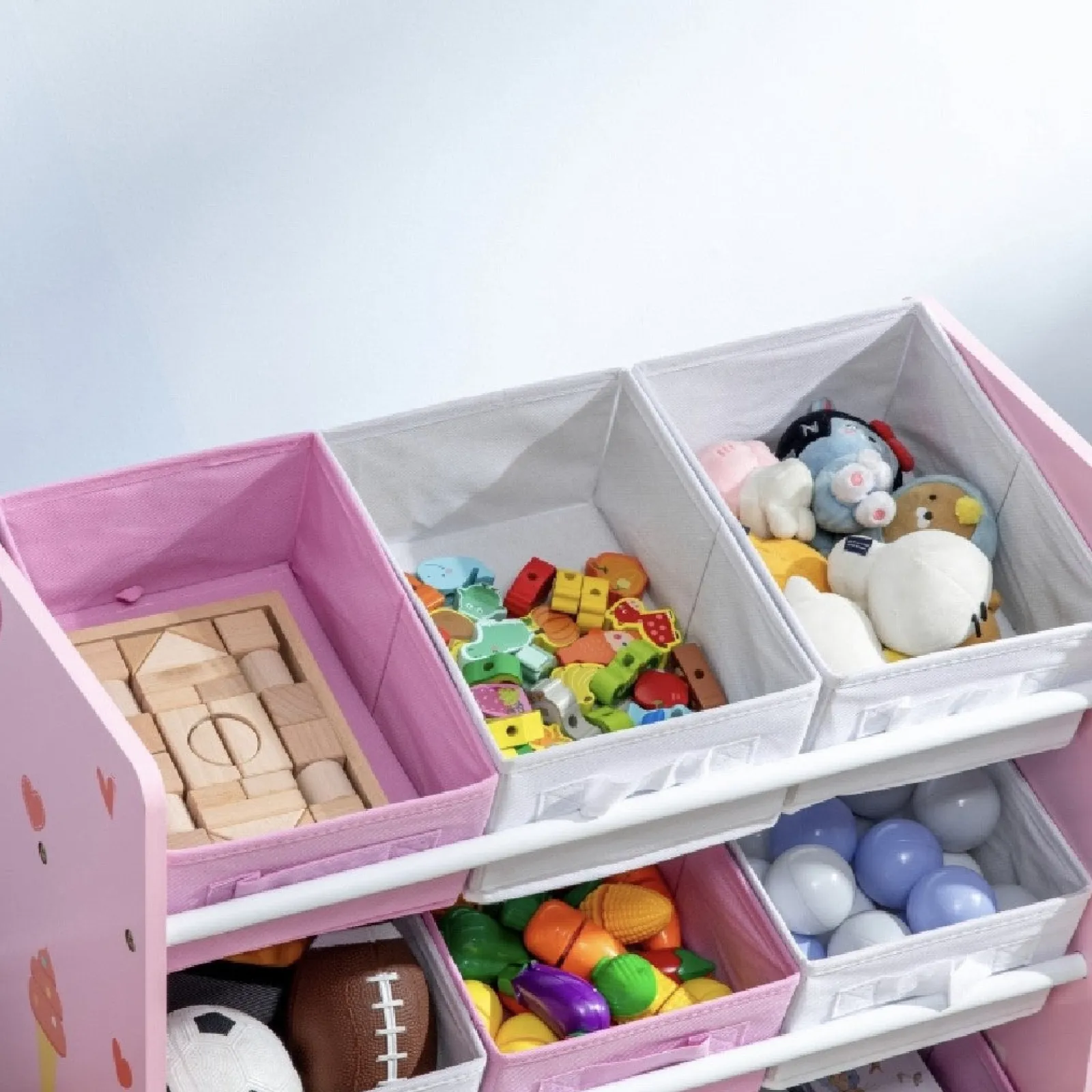 Little Helper Toy Storage Units | Toy Storage Units | Sweetheart Storage Unit with 9 Removable Storage Baskets | Toy Box Organiser with Shelf | Pink | 3 Years+