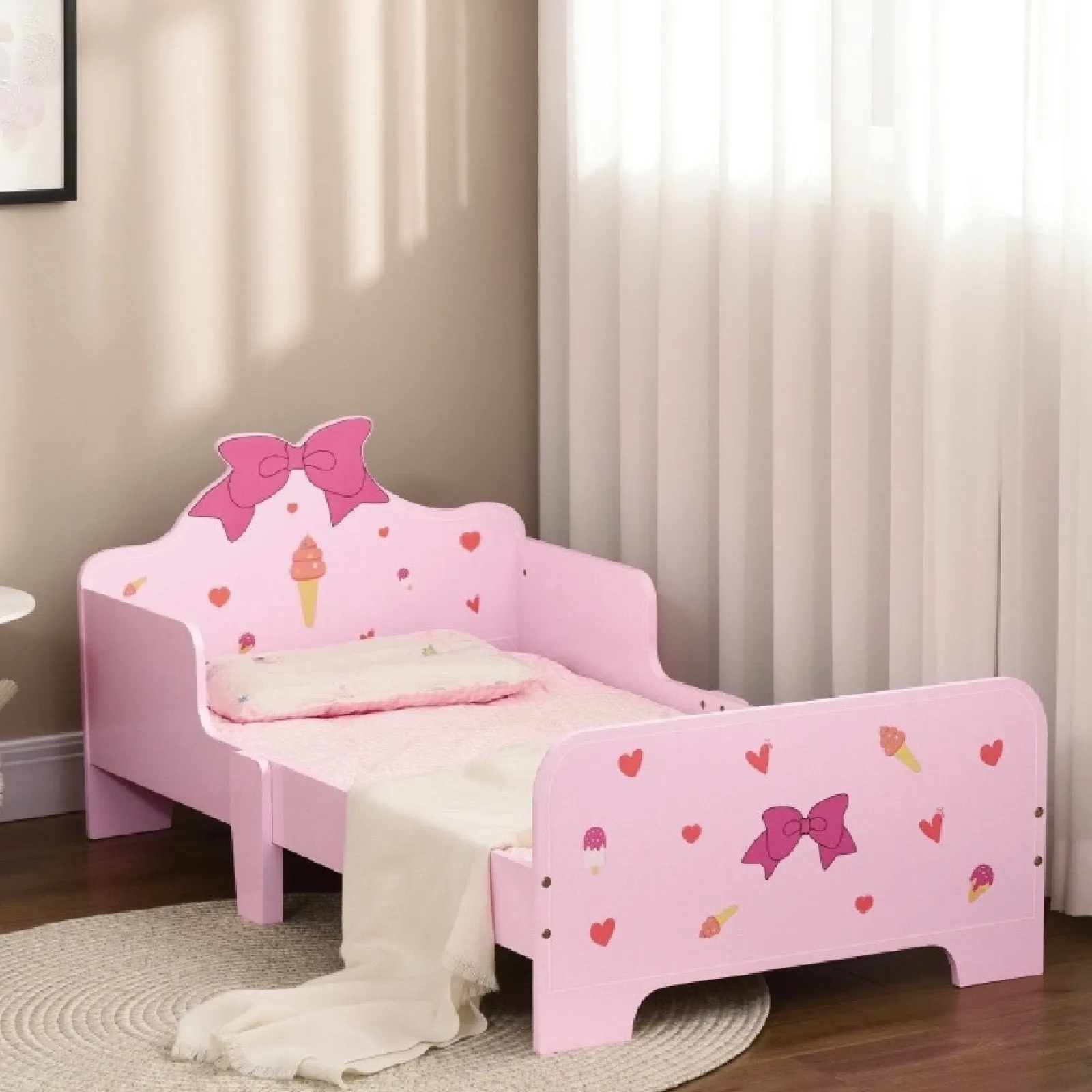 Little Helper Toddler Beds & Childrens Single Beds | Sweetheart Toddler Bed with Side Rails | Pink | 1.43 Long x 74cm wide | 3-6 Years