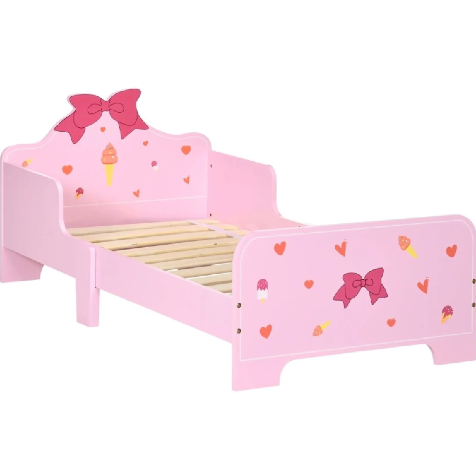 Little Helper Toddler Beds & Childrens Single Beds | Sweetheart Toddler Bed with Side Rails | Pink | 1.43 Long x 74cm wide | 3-6 Years