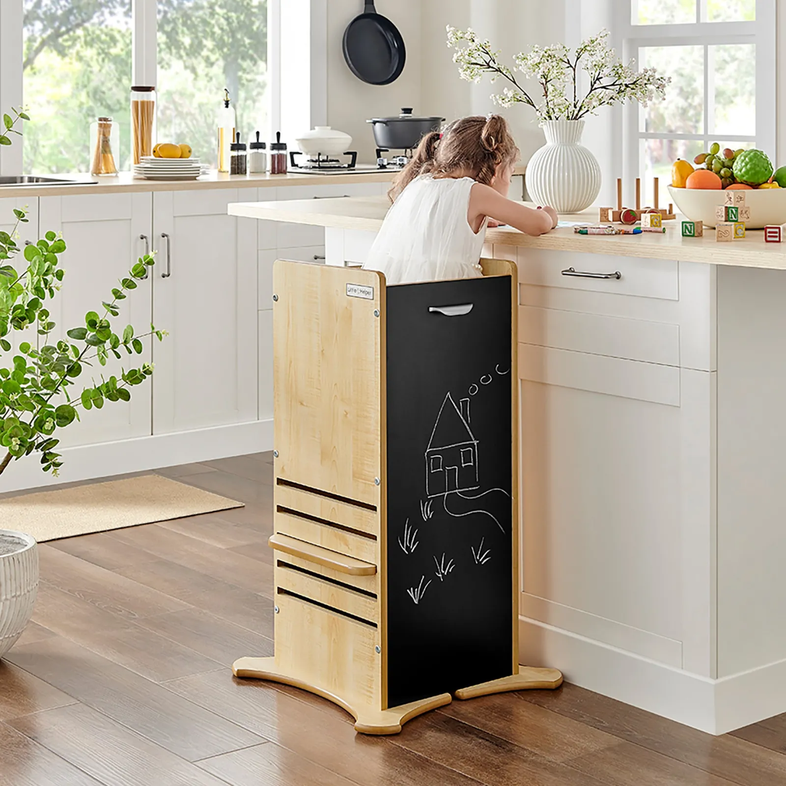 Little Helper Montessori Toys & Products | Funpod® Learning Towers | The Original Kitchen Helper | Montessori 3-in-1 FunPod Learning Tower | Magnetic & Chalkboard Side Panels