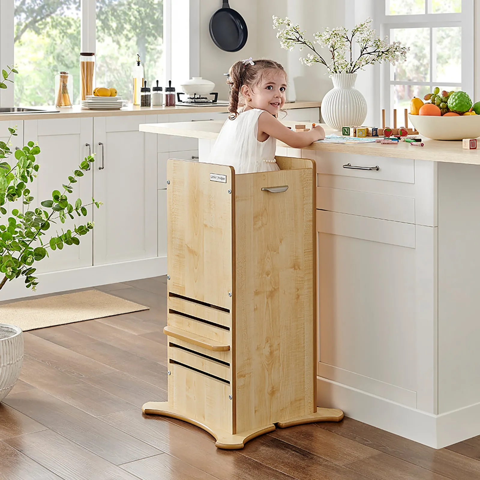 Little Helper Montessori Toys & Products | Funpod® Learning Towers | The Original FunPod Toddler Tower | Learning Tower | Kitchen Helper Tower | Step Stool | Natural