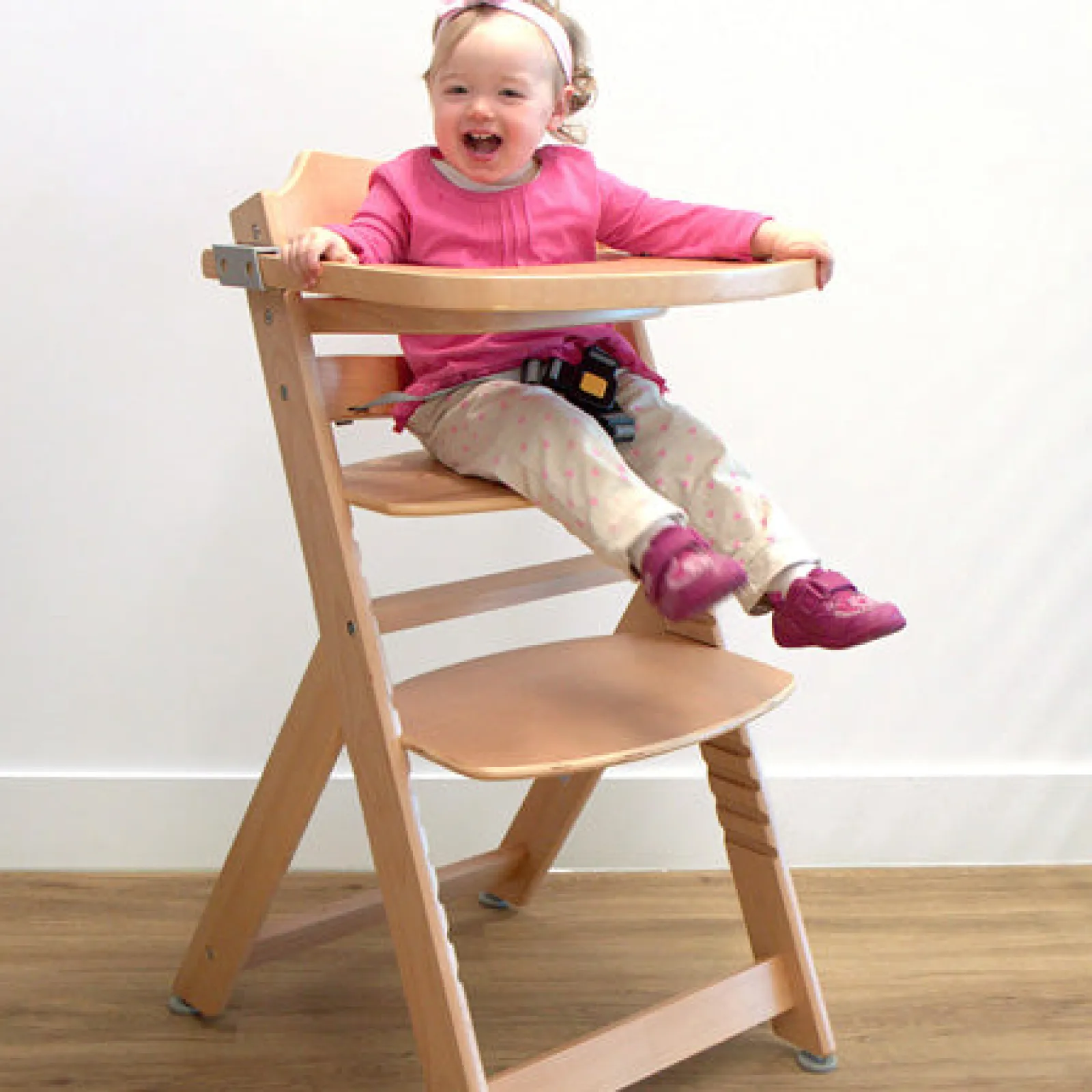 Little Helper High Chairs (wooden) | Timba Adjustable Height Wooden High Chair & Tray | Natural | 6m - 10 years
