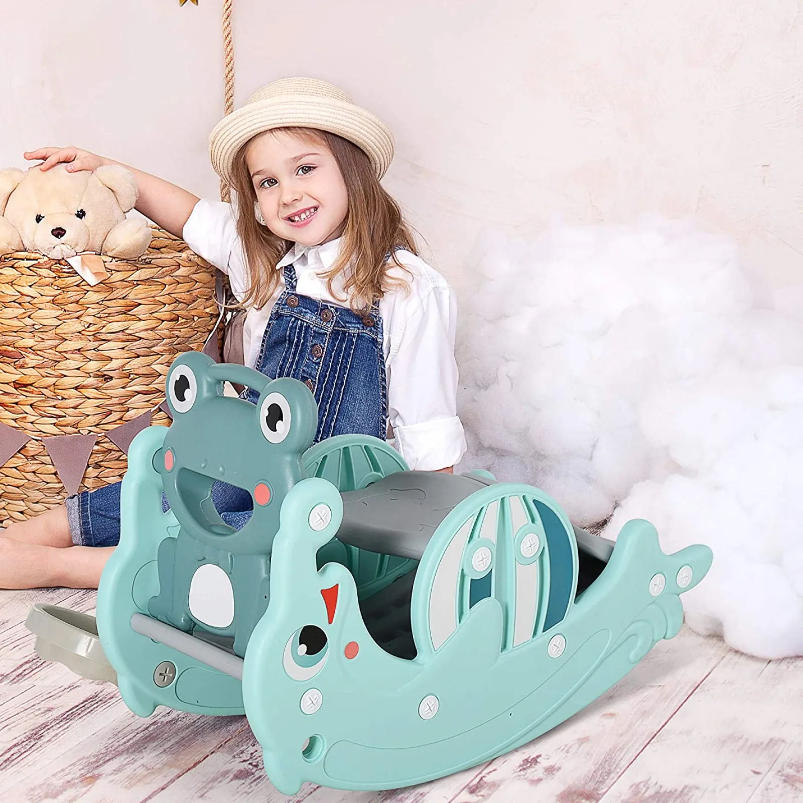 Little Helper Swing & Slide Sets & Garden Play & Trampolines | Montessori Toys & Products | Toddler Montessori 3-in-1 Slide | Rocking Horse | Basketball Hoop | 3-6 Years |