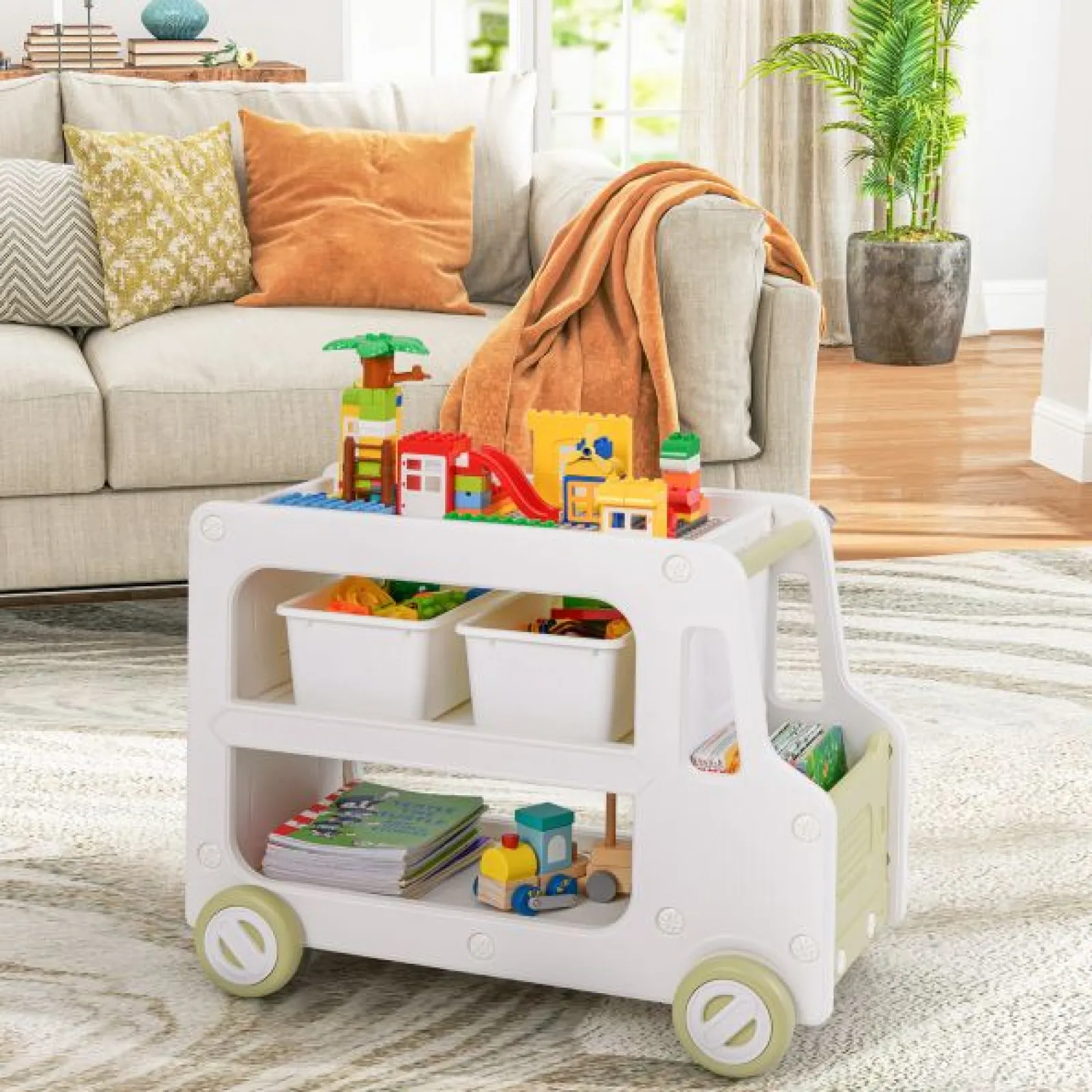 Little Helper Toy Storage Units | Toy Storage Units | Toddler Sized Large Montessori Bus-shaped Toy Storage | Toy Box | 3 Years+