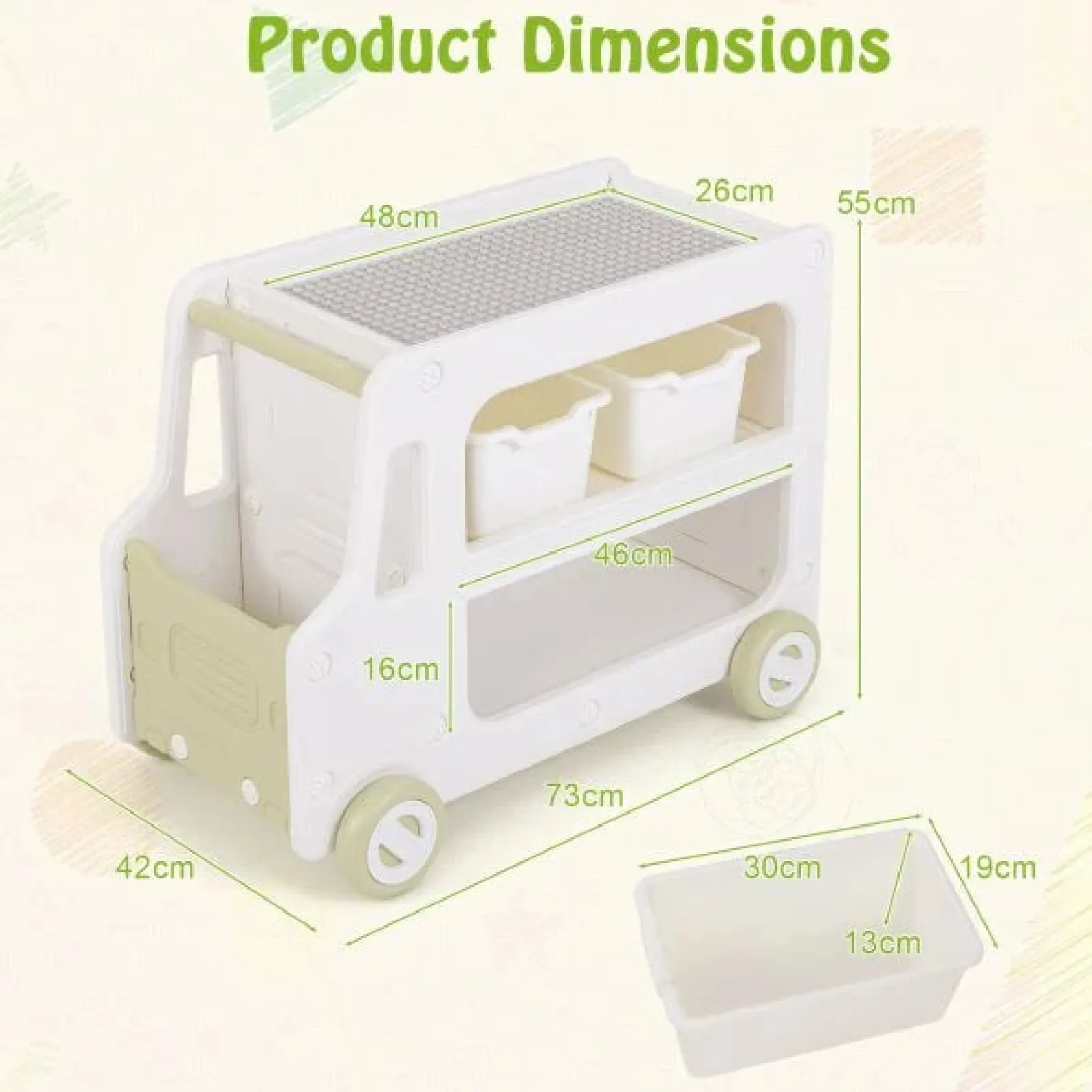 Little Helper Toy Storage Units | Toy Storage Units | Toddler Sized Large Montessori Bus-shaped Toy Storage | Toy Box | 3 Years+