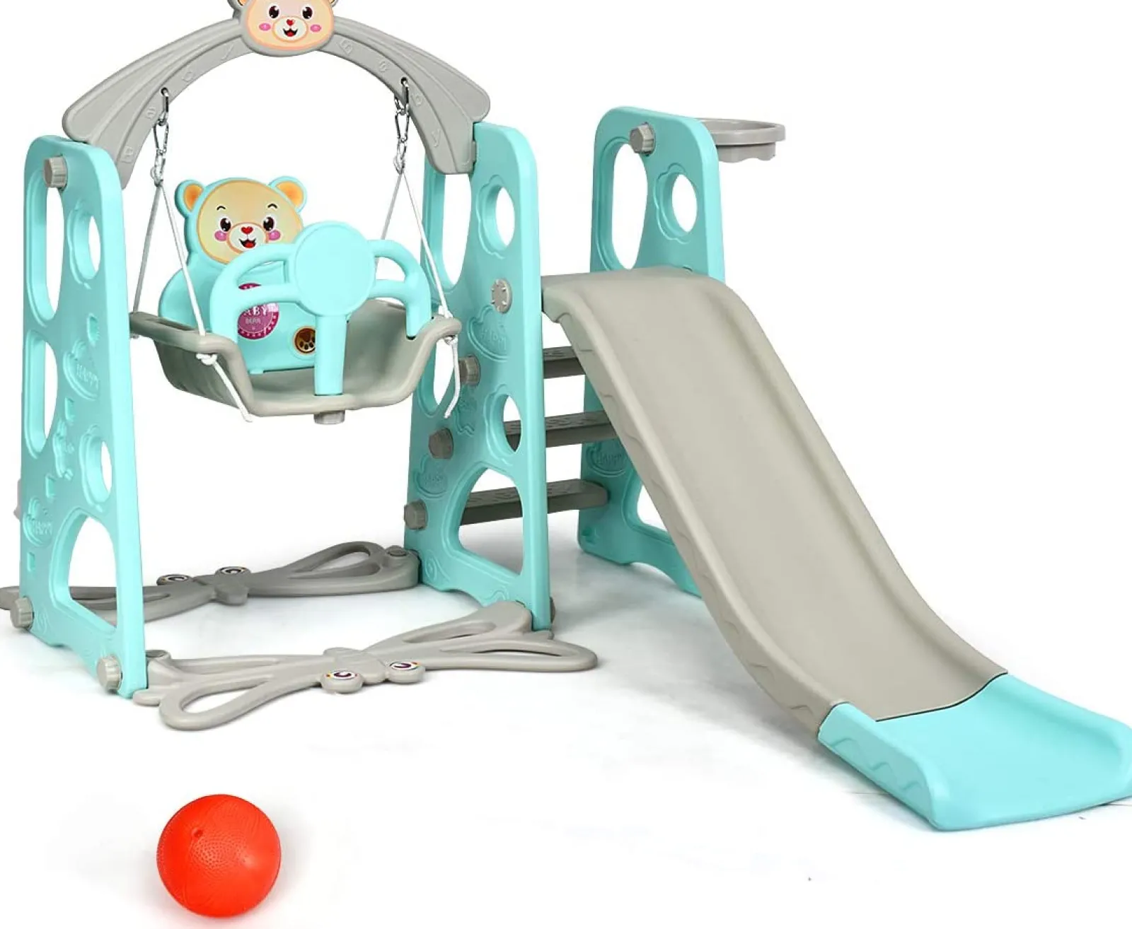 Little Helper Swing & Slide Sets & Garden Play & Trampolines | Montessori Toys & Products | Toddler's | Children's Montessori Swing and Slide Set With Basketball Hoop | Indoor and Outdoor Play
