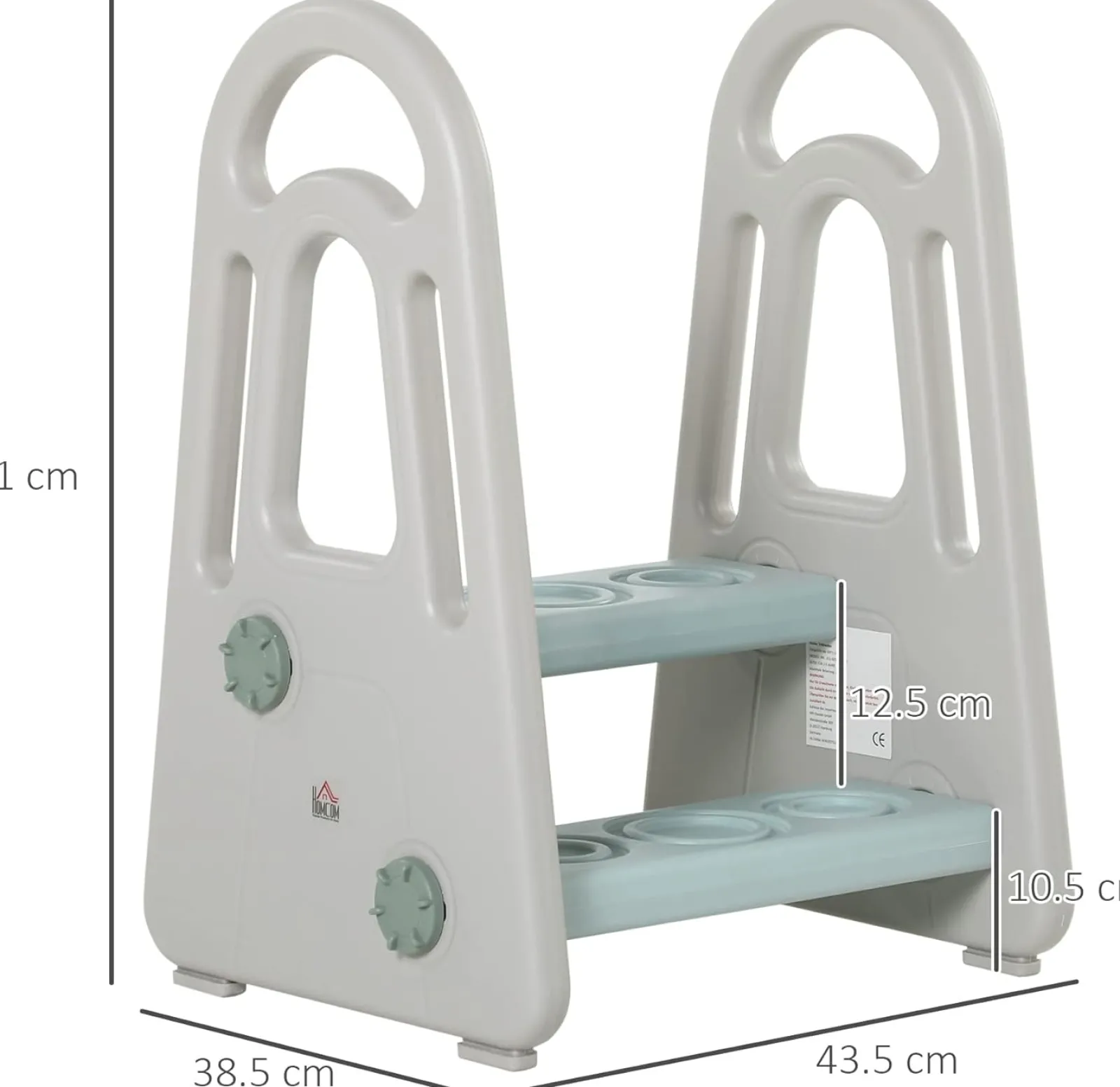 Little Helper Chairs & Stools | Step Stools | Toddler's Montessori Non Slip Plastic Step Stool | Learning Tower | Mint & Grey | 2-5 Years