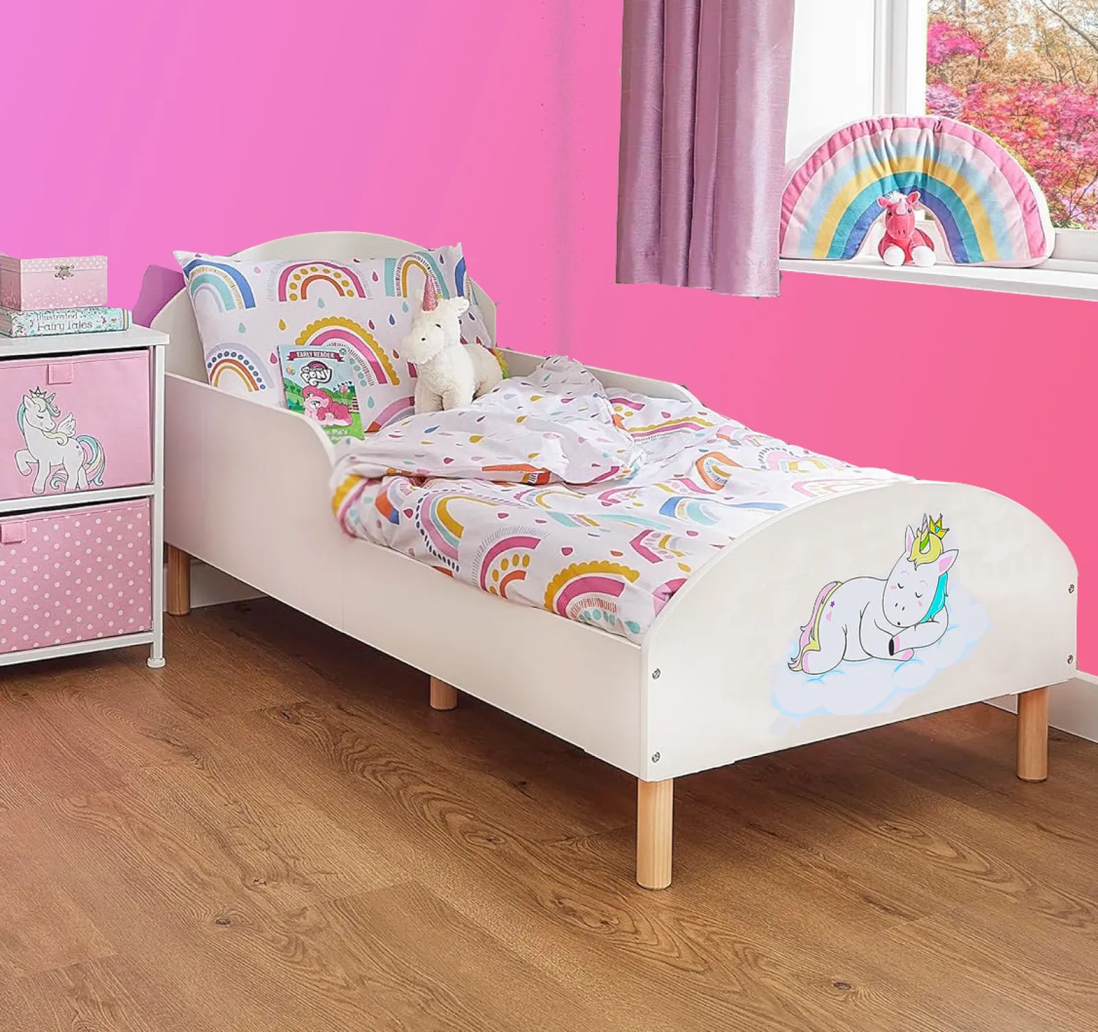 Little Helper Toddler Beds & Childrens Single Beds | Unicorn Children's Bed with Side Protectors | Toddler Bed | 18m - 5 Years