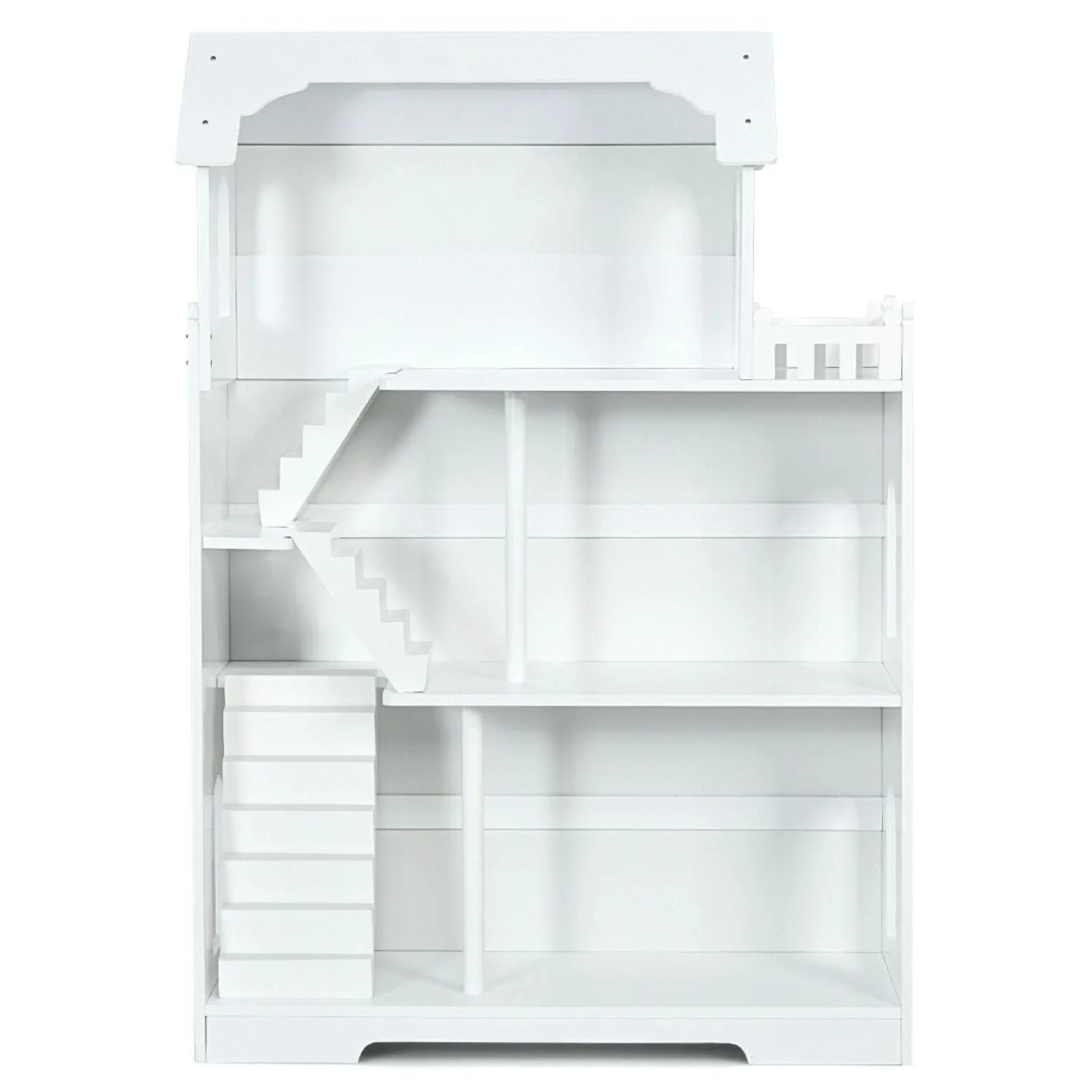 Little Helper Wooden Toys & Educational Toys | Dollhouses | White 3 Tier Large Wooden Montessori Dollhouse Bookcase | Toy Storage