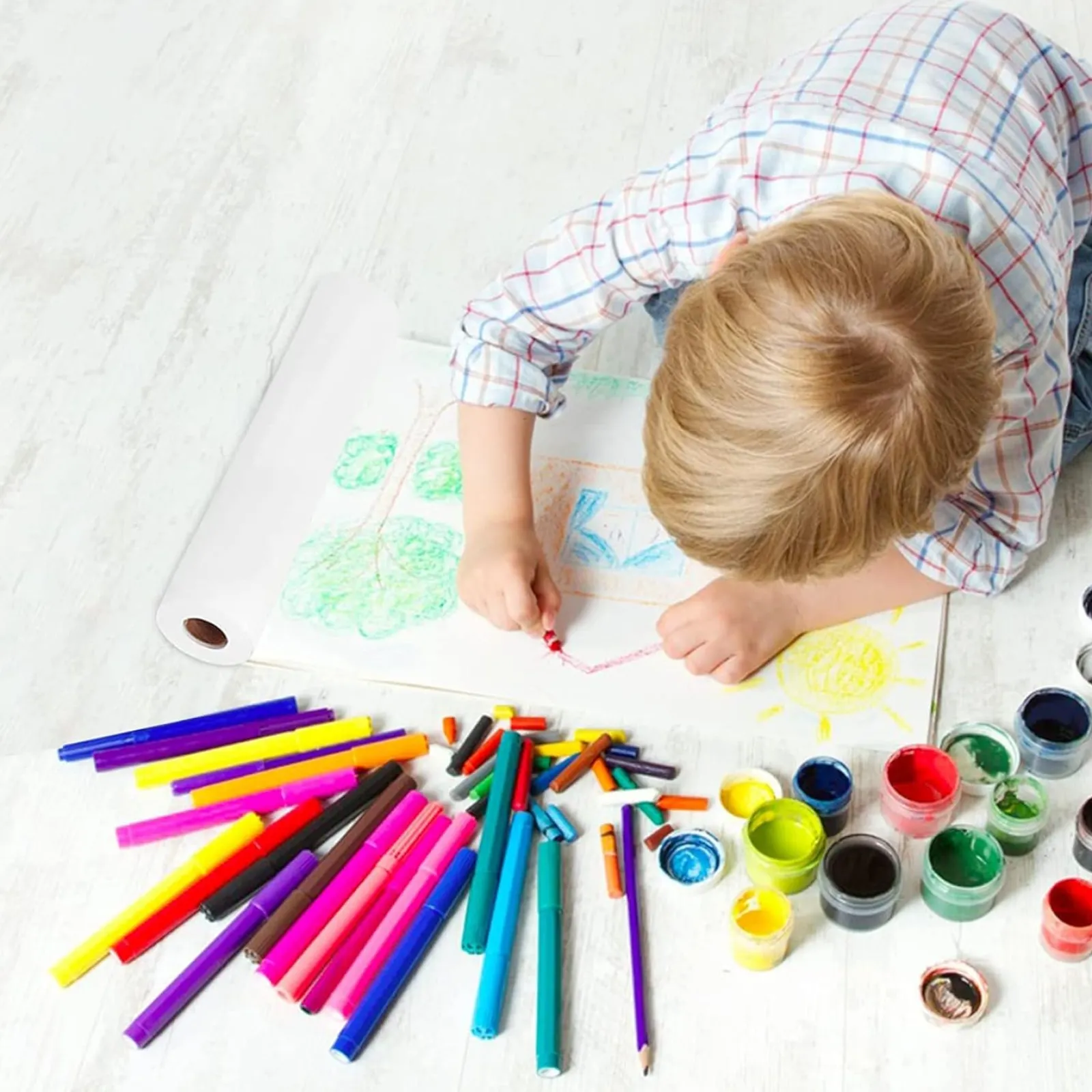 Little Helper Kids Arts & Crafts & Accessories | Easels & Accessories | White Easel and Table Paper | 30cm Wide x 25m Long | 70gsm