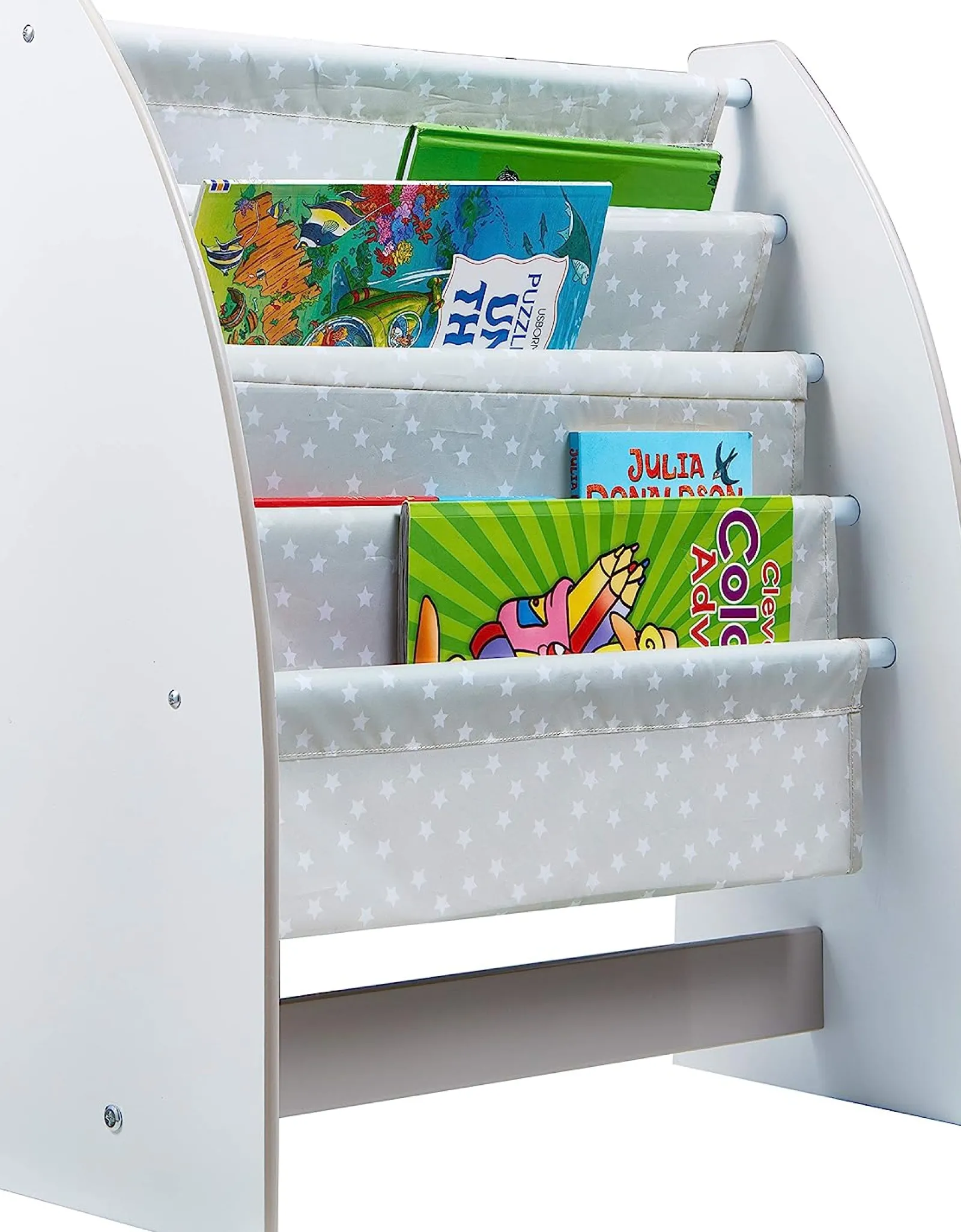 Little Helper Bookcases & Kids Bookshelves | Kids Bookcases & Kids Bookshelves | White Starry Night 4 Tier Sling BookCase | Childrens Bookcase | Kids Bookshelf
