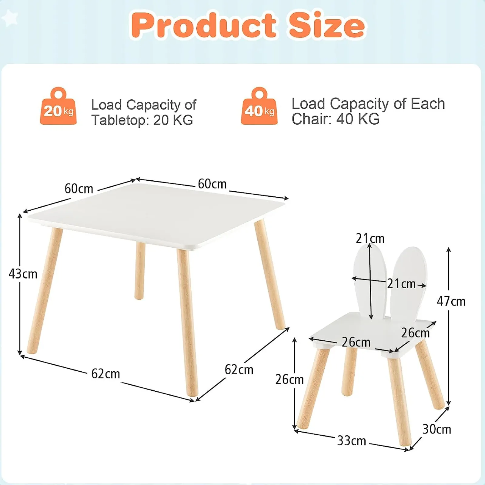 Little Helper Table & Chairs (wooden) | White Wooden Table and 2 Chairs Set | Kids Modern Activity Desk | White | Solid Wood