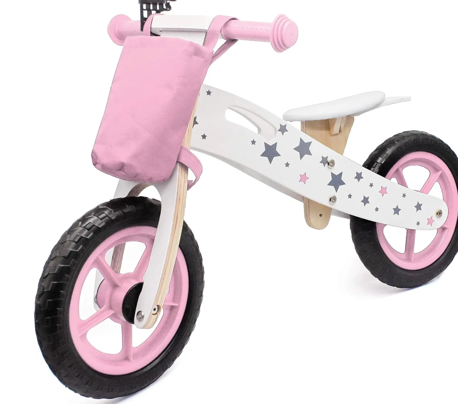 Little Helper Balance Bikes & Kids Scooters & Kids Bikes | Wooden Balance Bike | Lightweight Training Bike | Bell & Basket | Pink