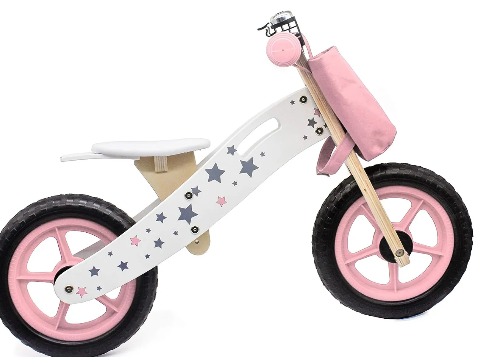 Little Helper Balance Bikes & Kids Scooters & Kids Bikes | Wooden Balance Bike | Lightweight Training Bike | Bell & Basket | Pink