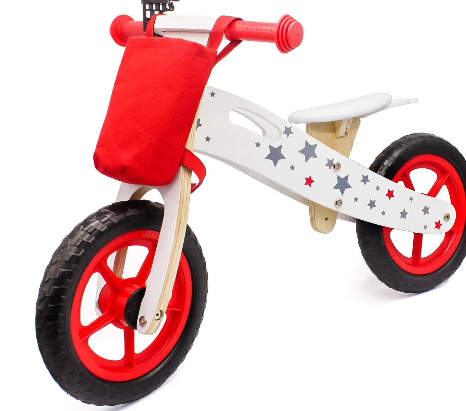 Little Helper Balance Bikes & Kids Scooters & Kids Bikes | Wooden Balance Bike | Lightweight Training Bike | Bell & Basket | Red