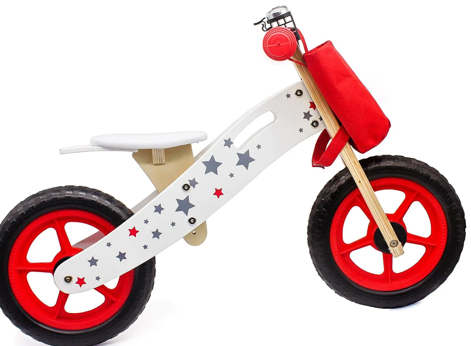 Little Helper Balance Bikes & Kids Scooters & Kids Bikes | Wooden Balance Bike | Lightweight Training Bike | Bell & Basket | Red