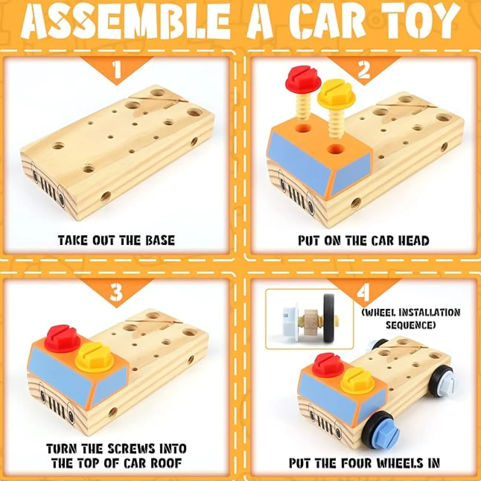 Little Helper Wooden Toys & Educational Toys | Role Play Toys & Pretend Play | Wooden Montessori Toy Truck | Workbench | Wooden Tools Playset | 29pcs | 36m*
