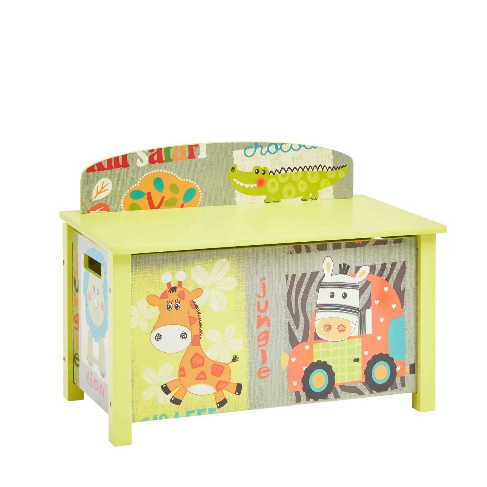 Little Helper Toy Box & Blanket Box | Toy Box & Blanket Box | Wooden Toy Box | Children's Colourful Wooden Safari | Jungle Toy Box | Toy Storage