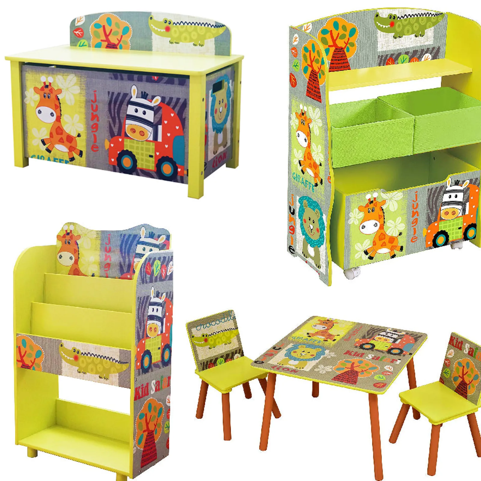 Little Helper Toy Box & Blanket Box | Toy Box & Blanket Box | Wooden Toy Box | Children's Colourful Wooden Safari | Jungle Toy Box | Toy Storage