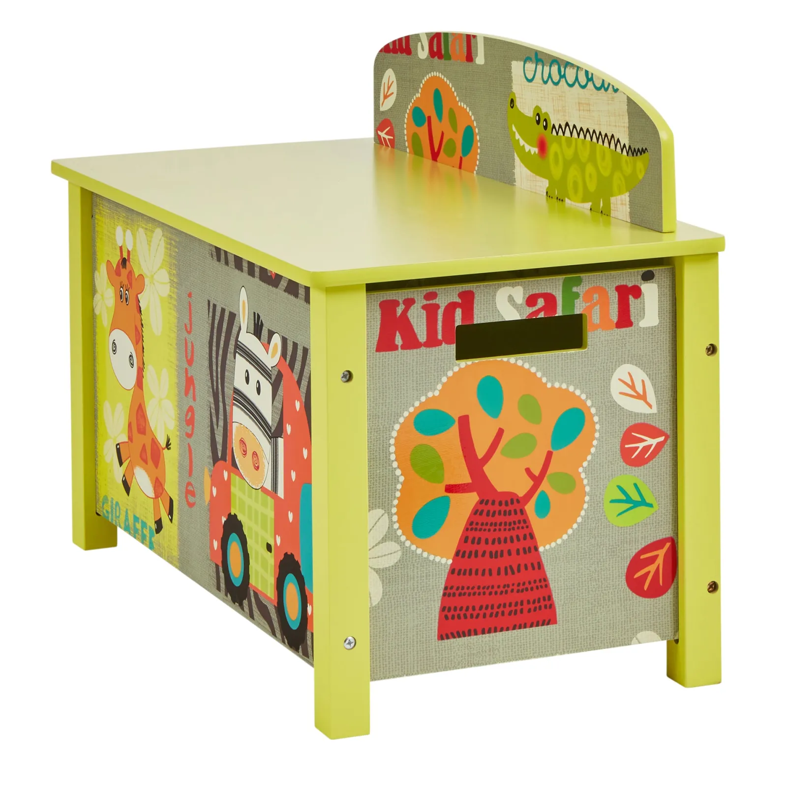 Little Helper Toy Box & Blanket Box | Toy Box & Blanket Box | Wooden Toy Box | Children's Colourful Wooden Safari | Jungle Toy Box | Toy Storage