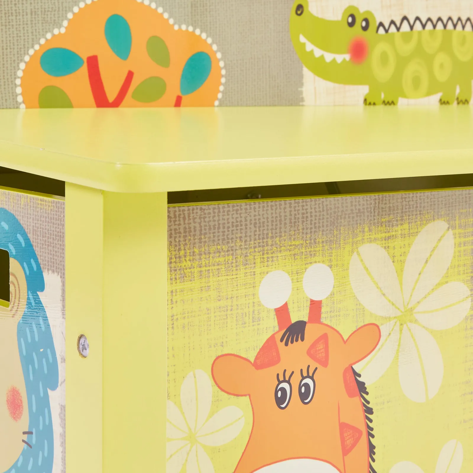 Little Helper Toy Box & Blanket Box | Toy Box & Blanket Box | Wooden Toy Box | Children's Colourful Wooden Safari | Jungle Toy Box | Toy Storage