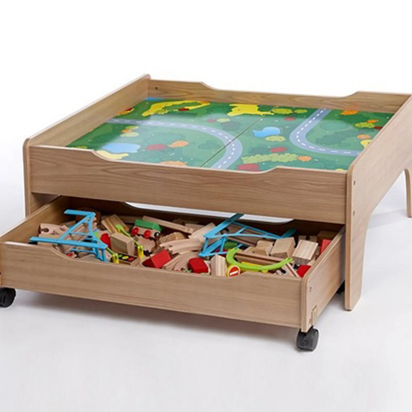 Little Helper Wooden Toys & Educational Toys | Montessori Toys & Products | Wooden Train Set | 2-in-1 Wooden Train Table & City Play Table | 100pc Train Set | 3 Years+