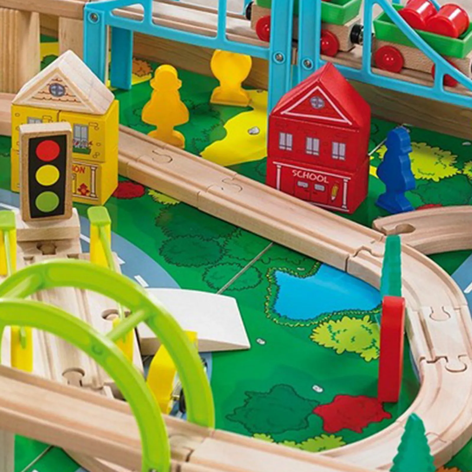 Little Helper Wooden Toys & Educational Toys | Montessori Toys & Products | Wooden Train Set | 2-in-1 Wooden Train Table & City Play Table | 100pc Train Set | 3 Years+