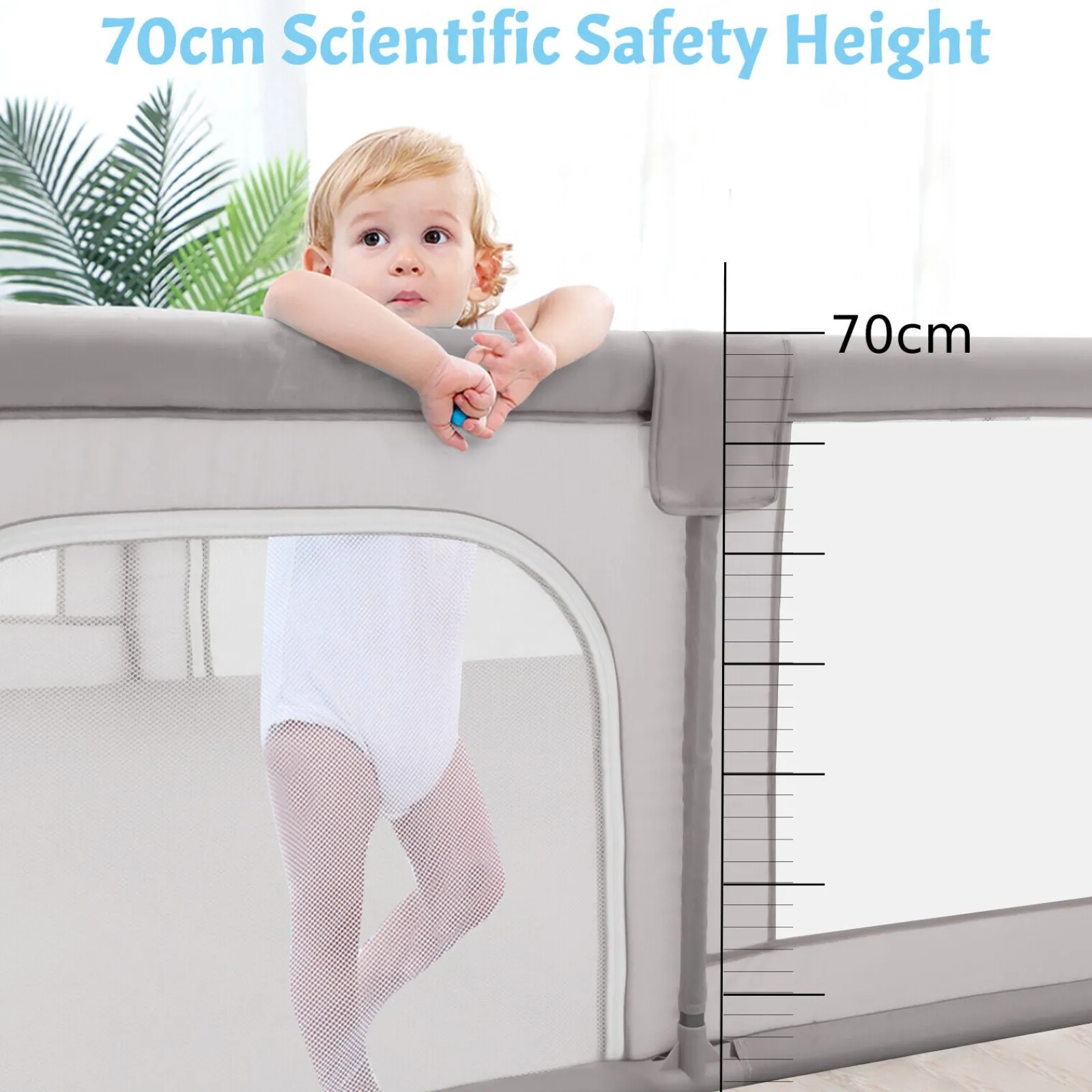 Little Helper Baby Playpens | Travel Cots & Travel Beds | XXL Baby Playpen and Ball Pool | 50 FREE balls & 4 FREE pull-up rings | 2m x 1.92m | Grey
