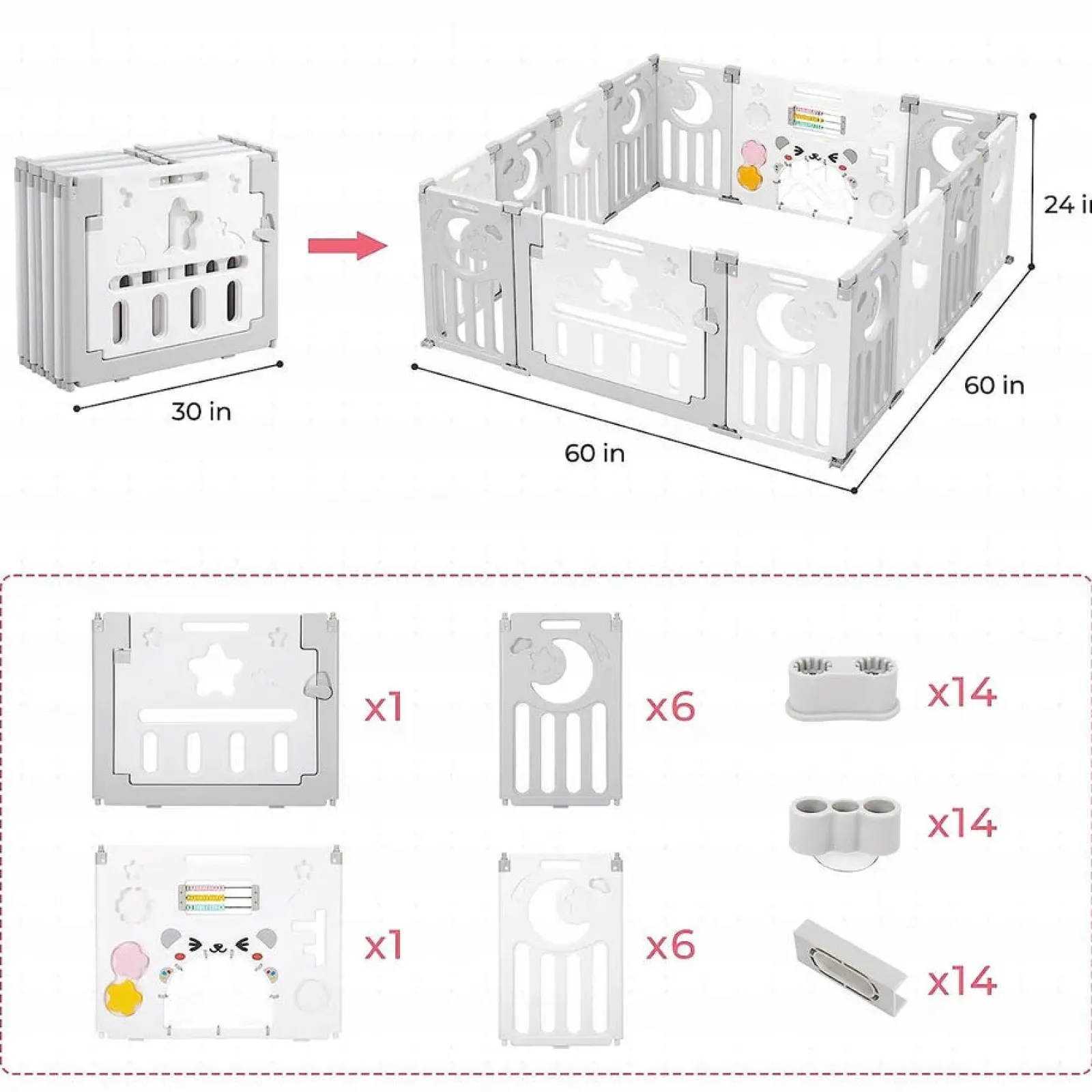 Little Helper Ball Pits & Ball Pools | Baby Playpens | XXL Folding Baby Playpen and Ball Pool | Modular | Grey & White | 6 months +